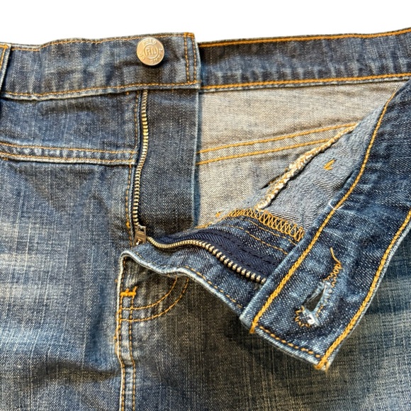 POLO Jeans Company 90s Racer Knee Denim Skirt Flag Logo, Sz 12 - Picture 12 of 15